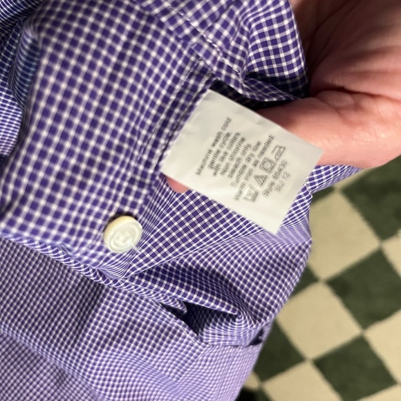 Thomas Mason for J. Crew Purple Checkered Women's Button Down Shirt - Picture 9 of 9